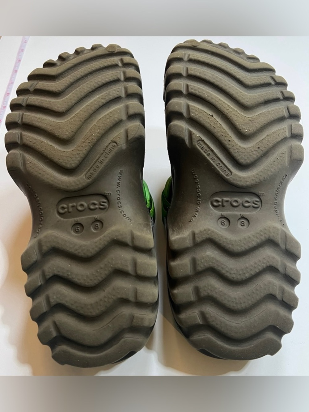 CROCS Classic All-Terrain Clogs Brown / Green Strap Women Size 8 / Men Size 6 - Picture 5 of 5